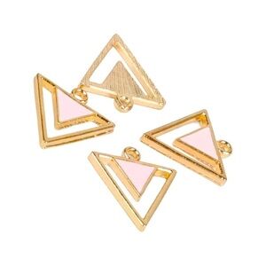 🔴 5 for $10 ONE Pink Gold Triangle Shaped Pendant Zinc Alloy Enamel